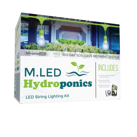 Miracle Led Absolute Daylight Hydroponics LED Indoor Grow Light Kit, 2-Socket, Blue Spectrum, 100W, Timer 802466